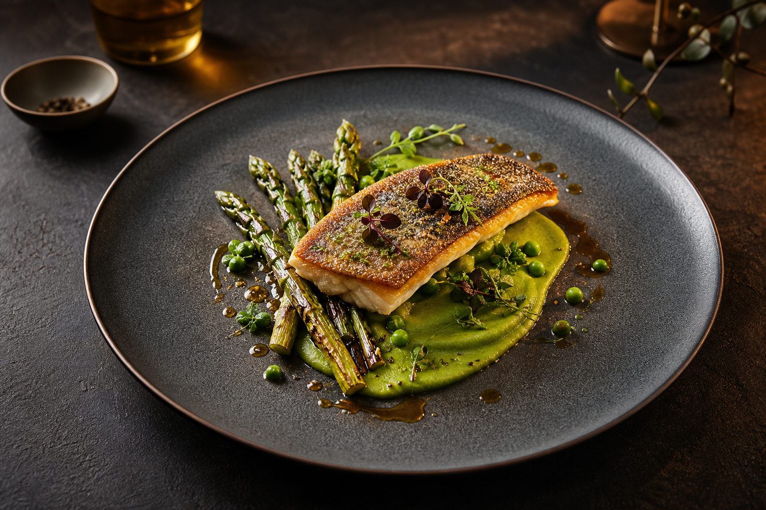 Saisonal angerichtetes Restaurantgericht