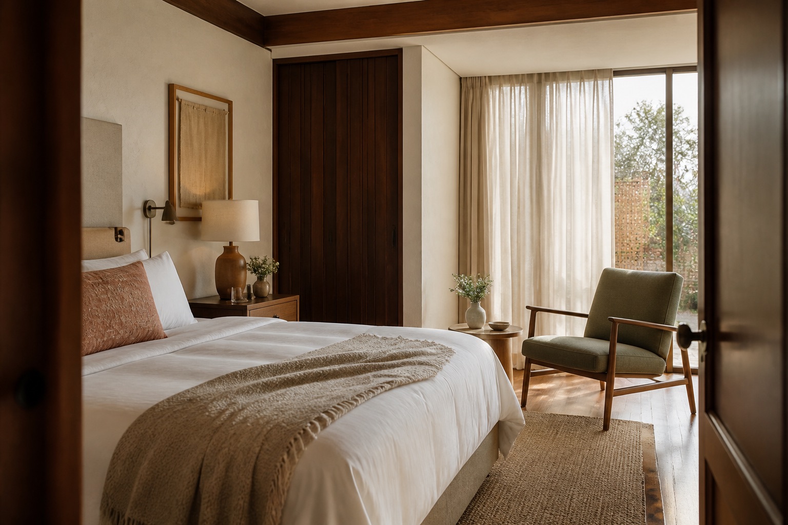 Ruhiges Zimmer eines Boutiquehotels